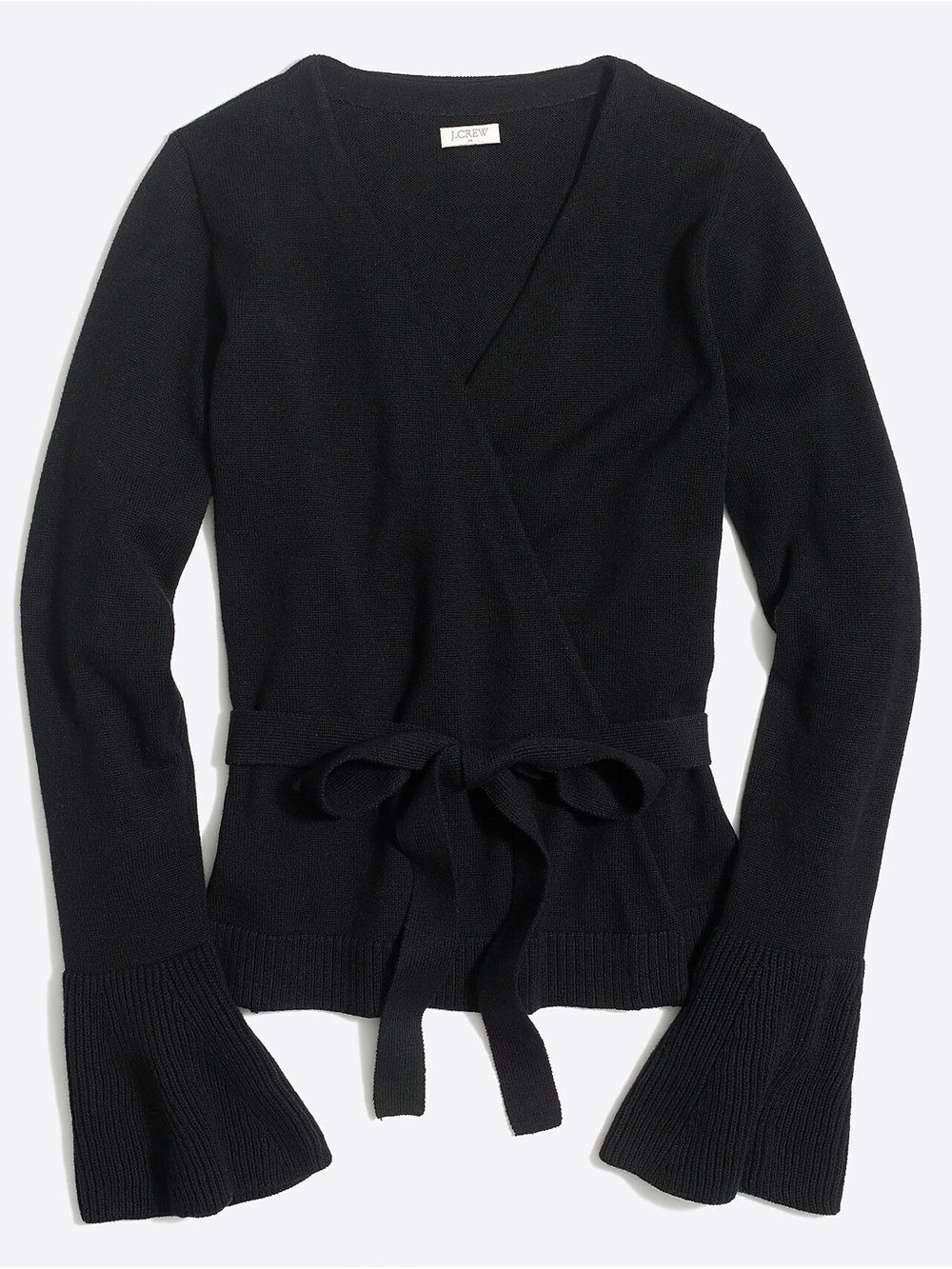 J. Crew Bell-sleeve Wrap Sweater with Tie Waist, size Large